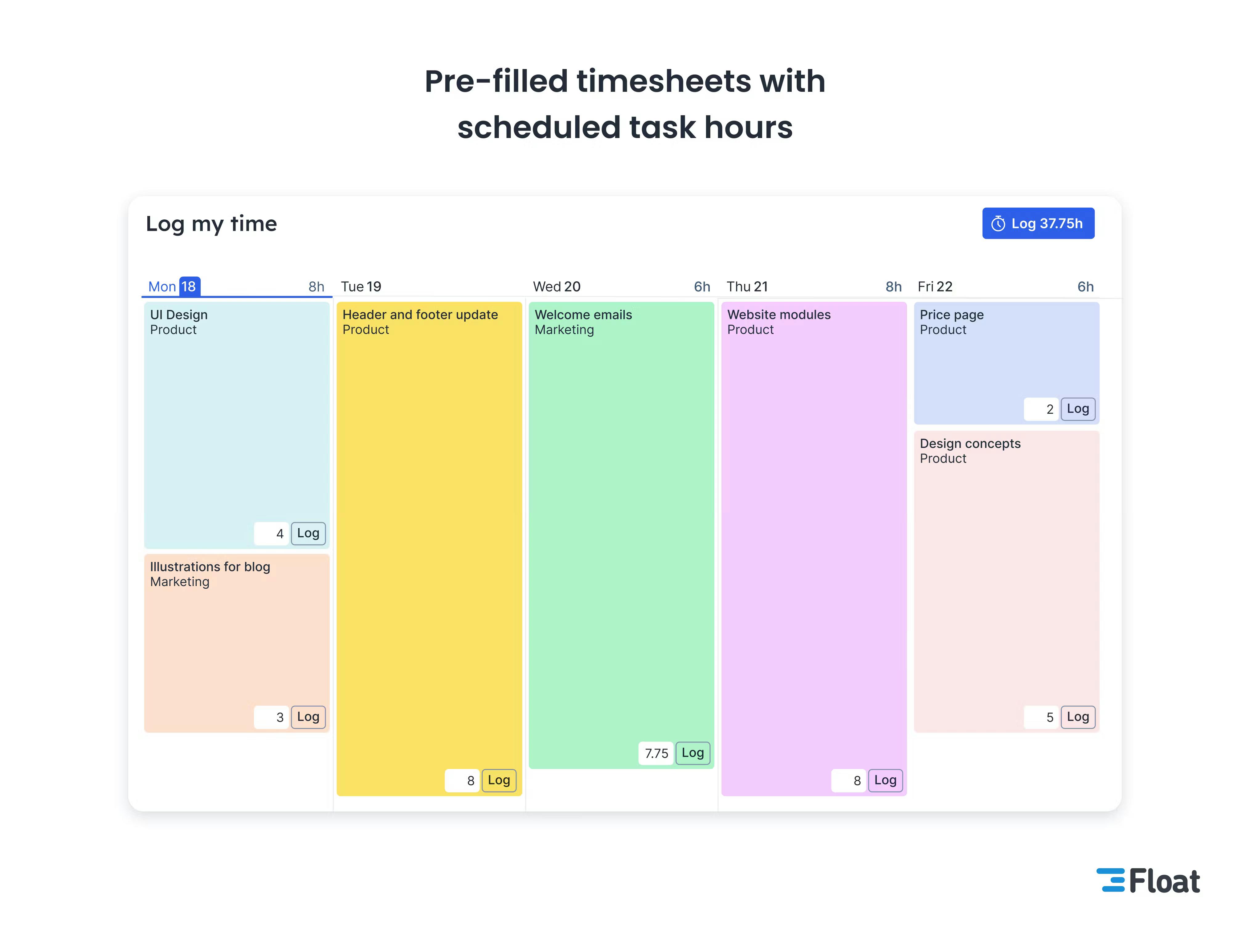 Prefilled timesheets with scheduled work tasks