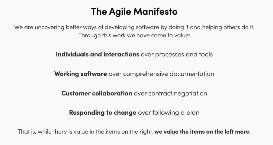 overview of the agile manifesto for agile project management