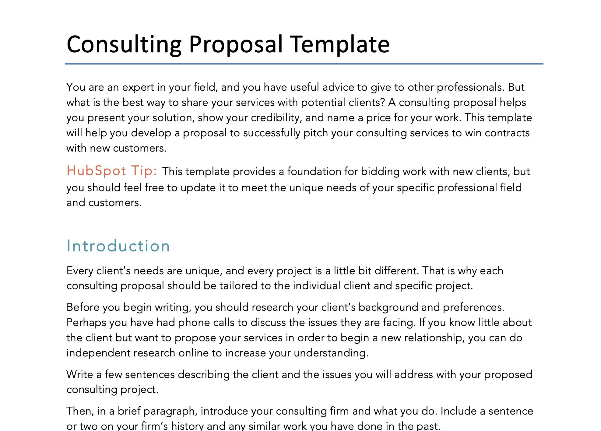 Consulting proposal template