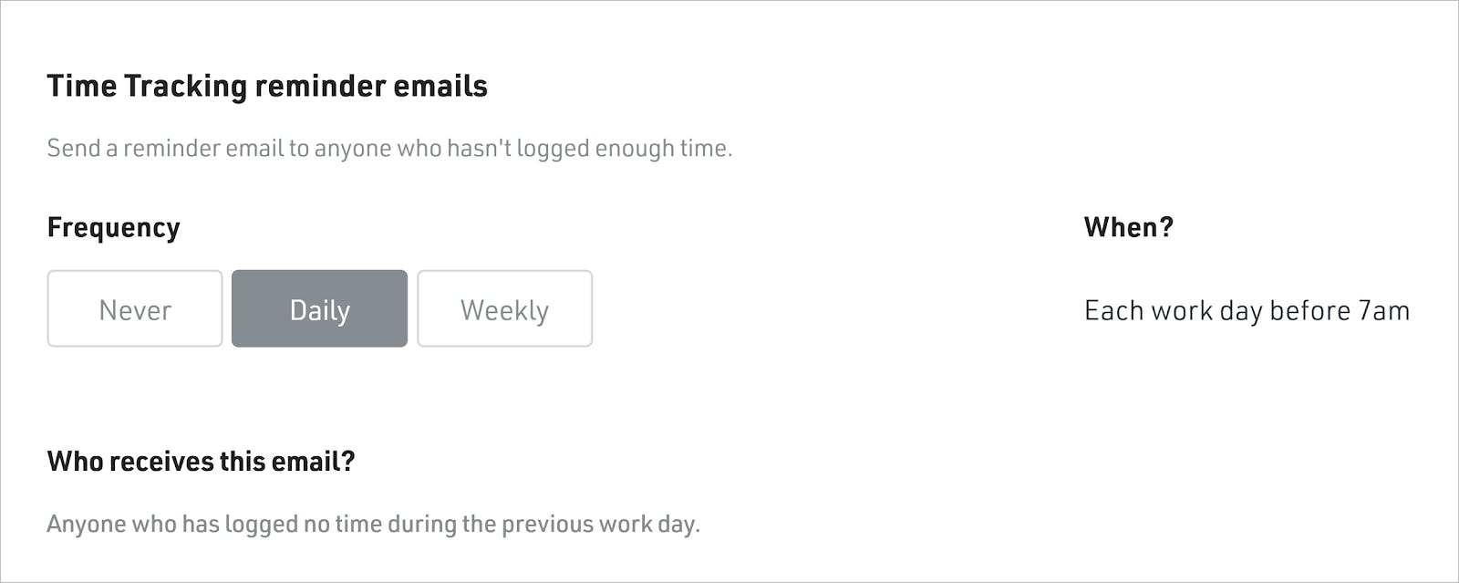 Time Tracking Reminder Emails
