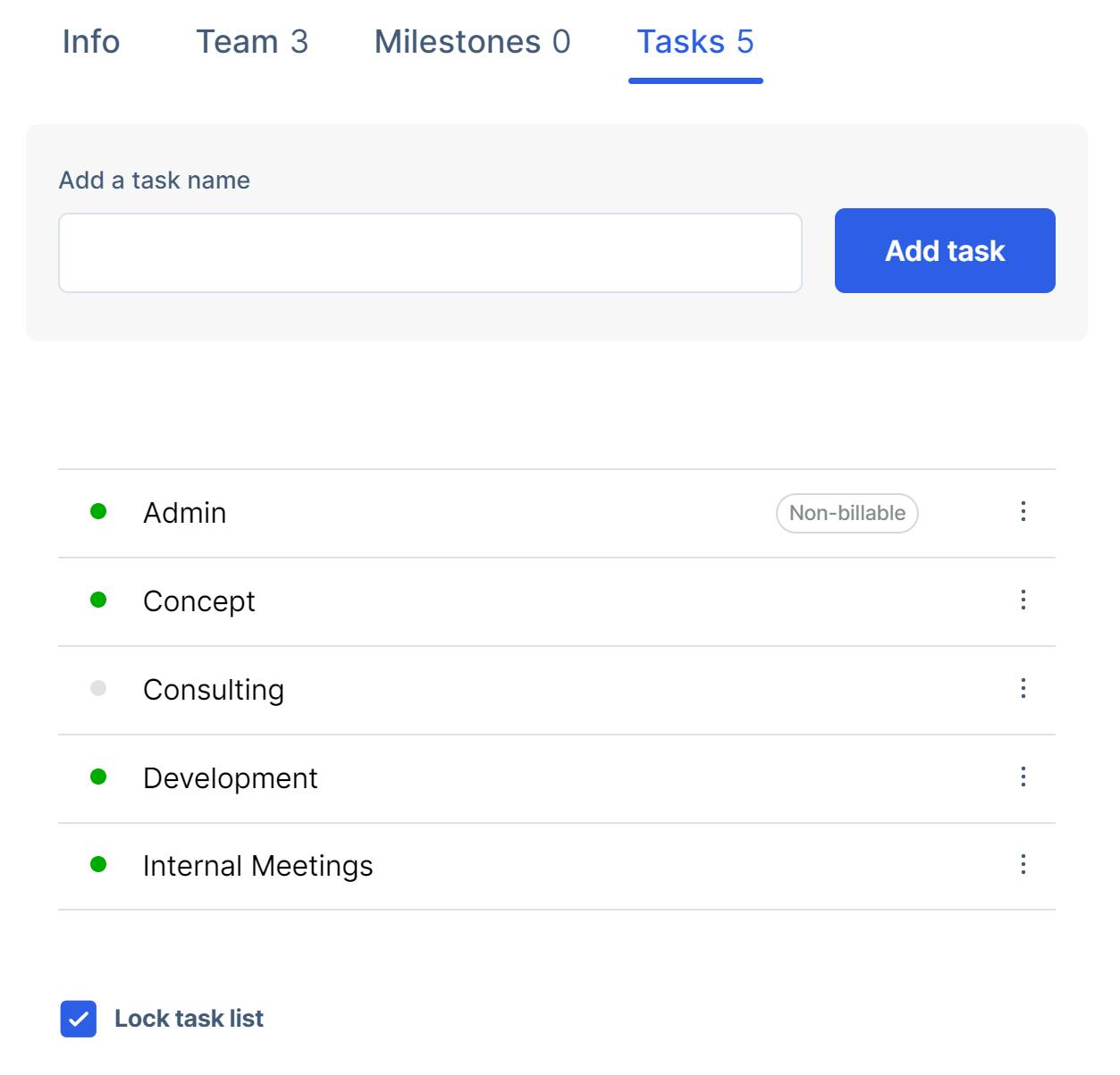Project tasks in Float 