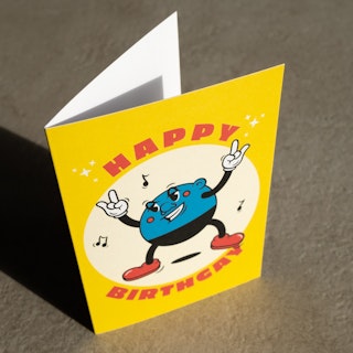 Retro-style Gay Birthday Card with Dancing Cartoon “Happy Birthgay” - Image 2