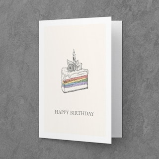LGBTQ Birthday Card with Cake Drawing - Image 1