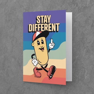 Stay Different - Retro-style LGBTQ+ Cartoon Greeting Card - Image 1