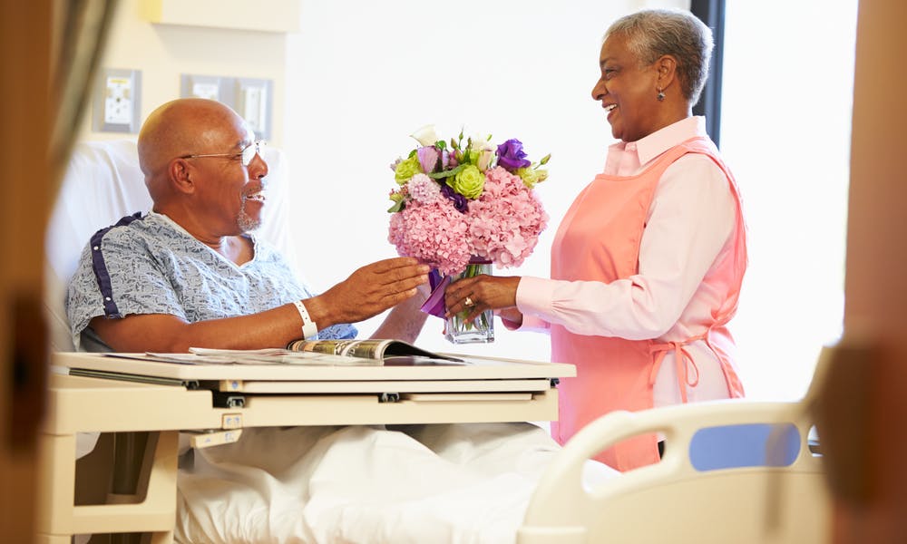 Banner zum Senden von Blumen an ein Krankenhaus