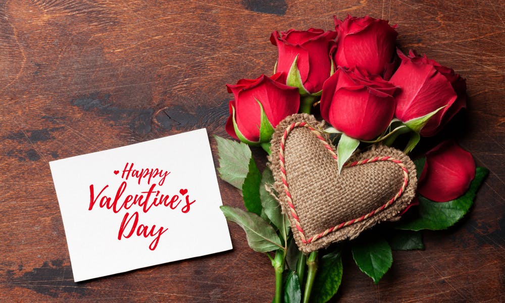 Blumen für das Valentinstags-Banner