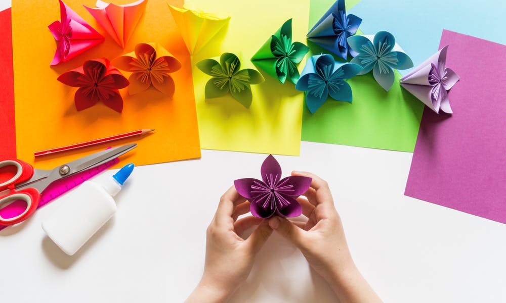 Piękne baner z kwiatami origami