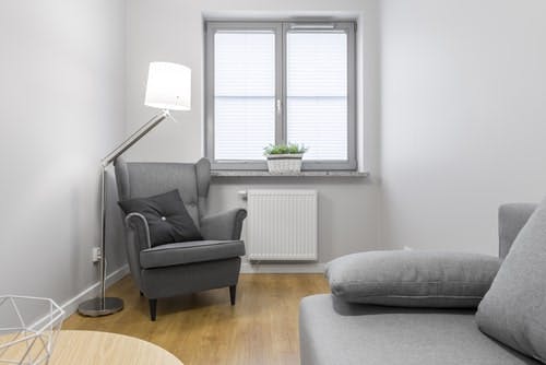 Grey house plant on top of radiator