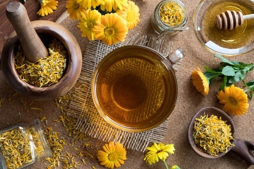 Marigold prepared for tea