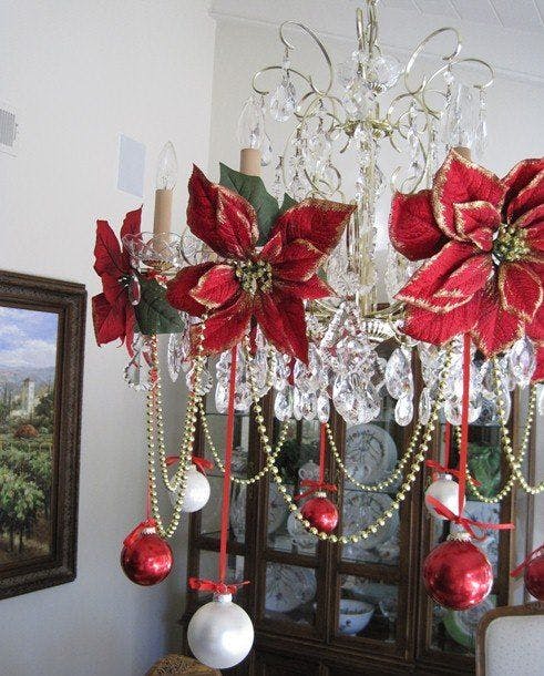 Decoração de candelabro de flor de Natal