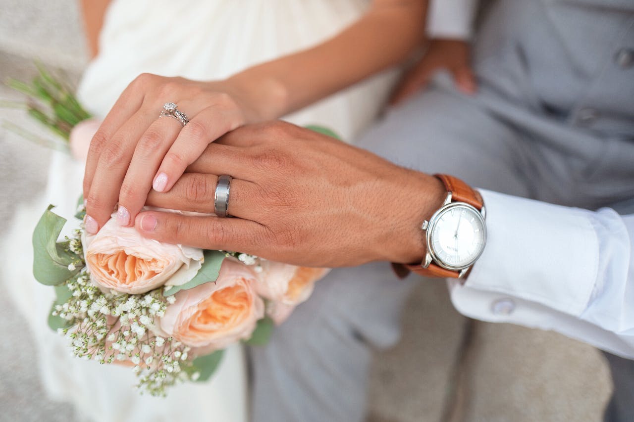 Hands wedding flowers