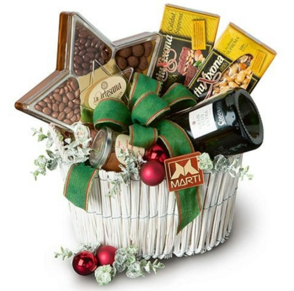 Seleção de Natal de chocolate, vinho e turron