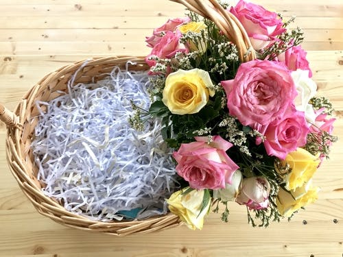 gift basket full of shredded paper