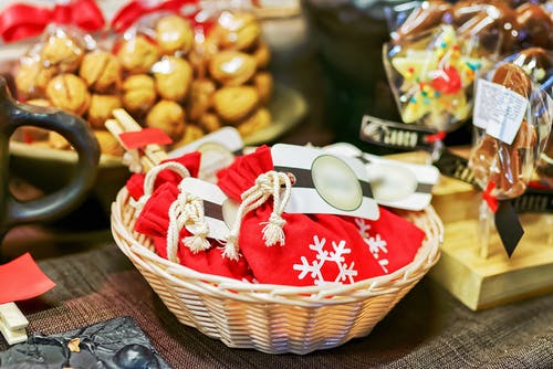 Basket of treats on table