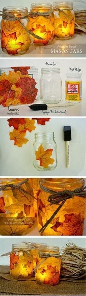 diy lanternes avec des feuilles mortes