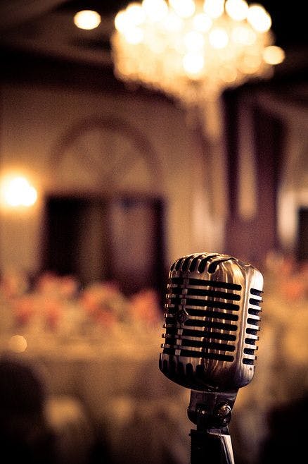 microphone in front of wedding hall