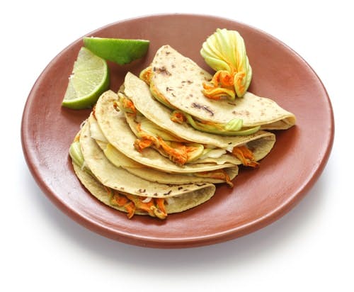 Squash blossom quesadillas