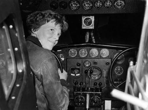 Amelia Earhart in Plane