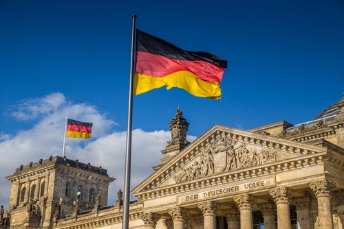 German flag in front of Reichstag