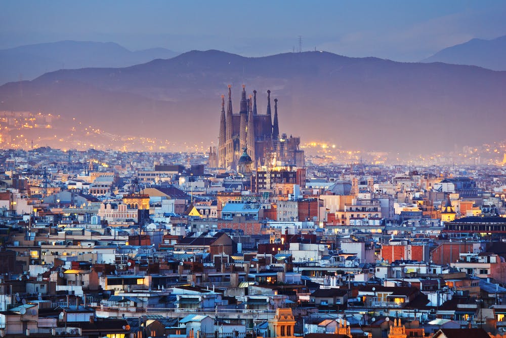 Barcelona Skyline at dusk