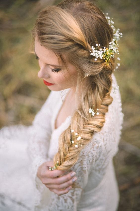 trenza con flores