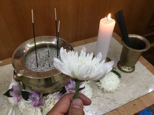 White lotus incense at korean funeral