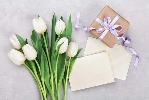 tulips and present box