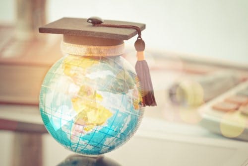 globe with mortarboard