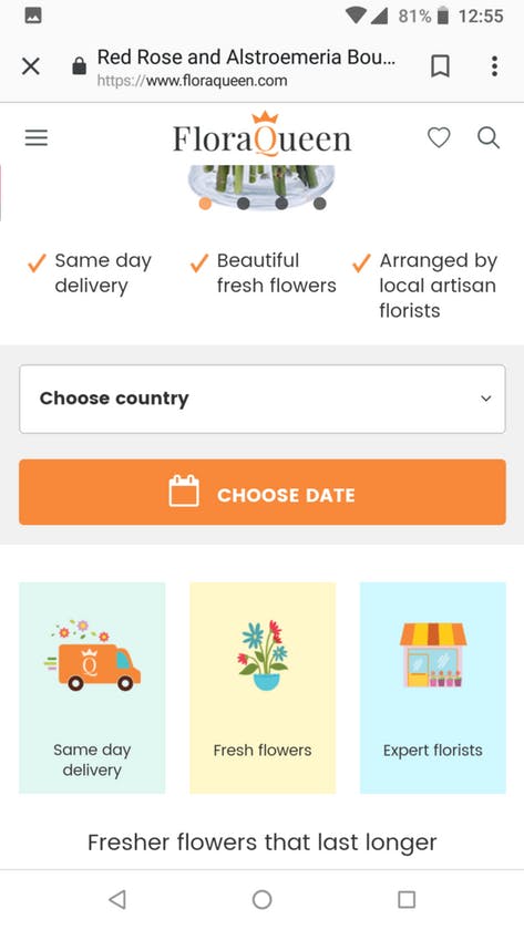 Choose delivery country floraqueen mobile