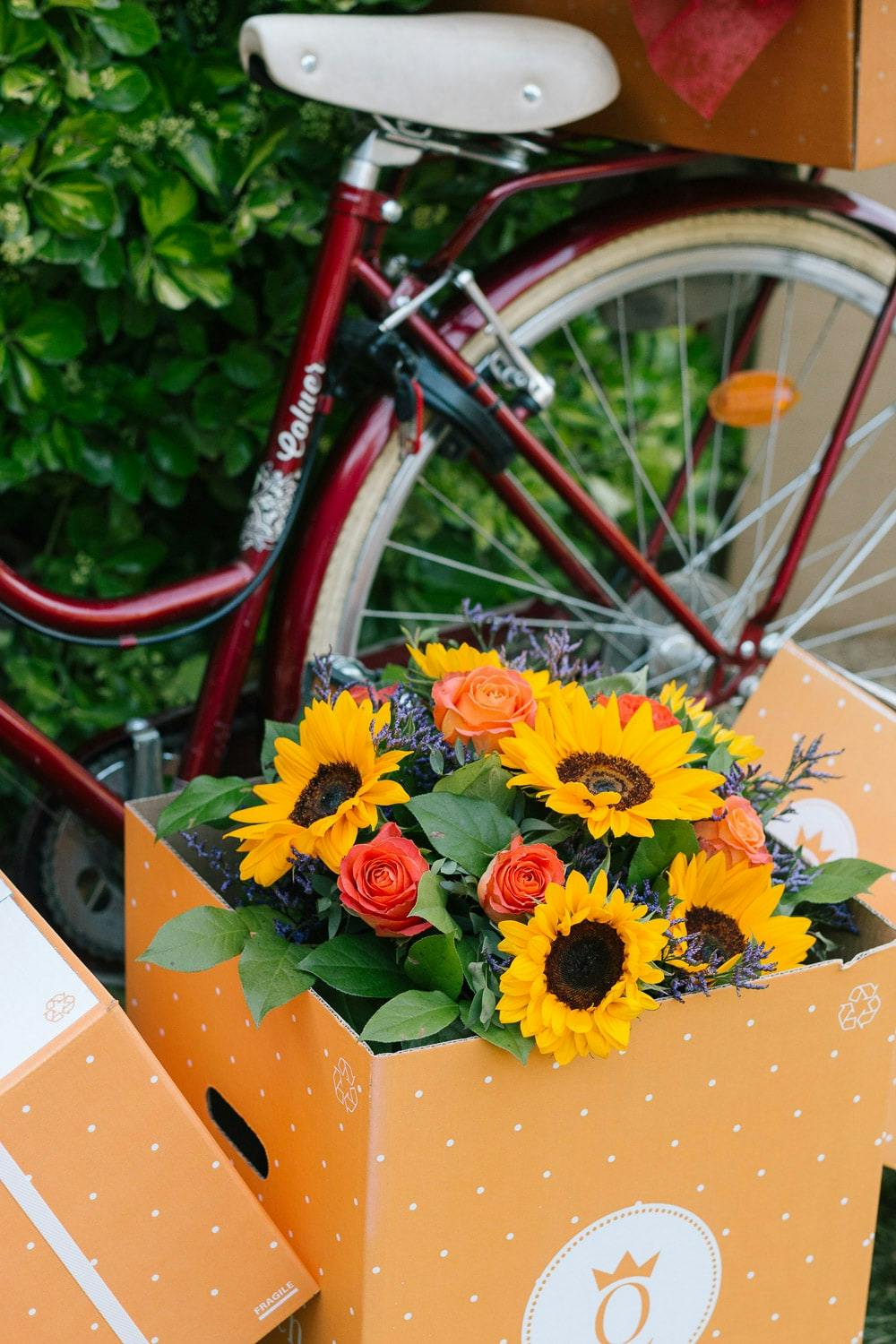 Sunflowers in a box