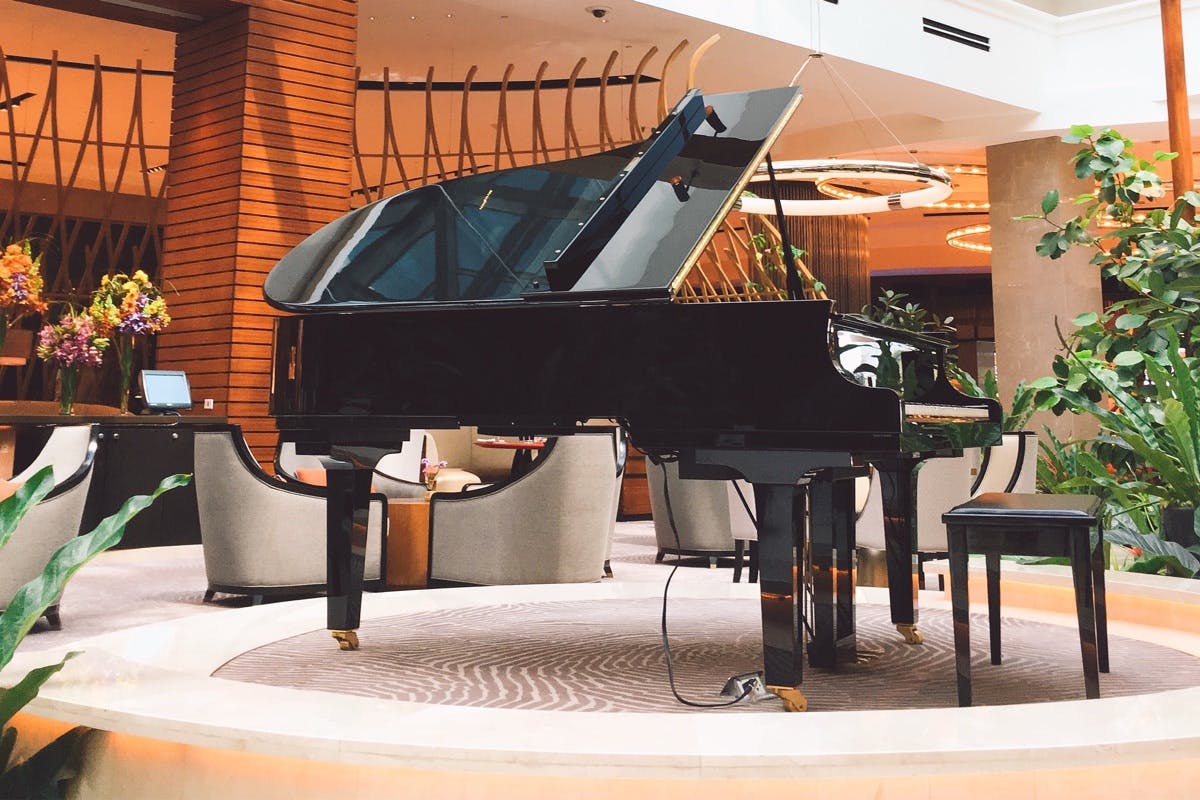 A concert grand piano