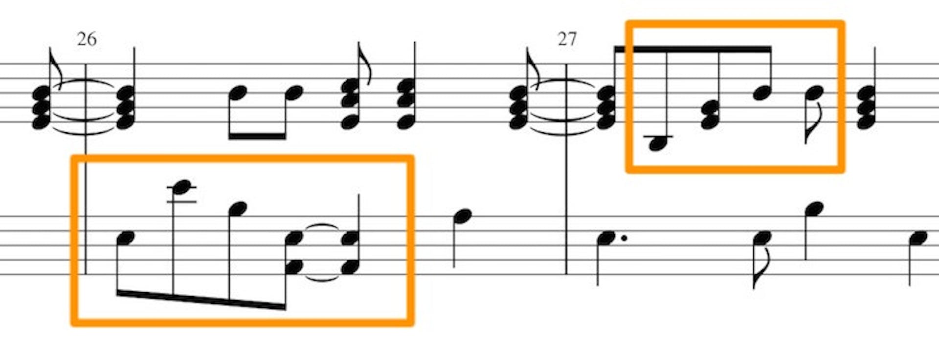 Sheet music example of a more difficult song