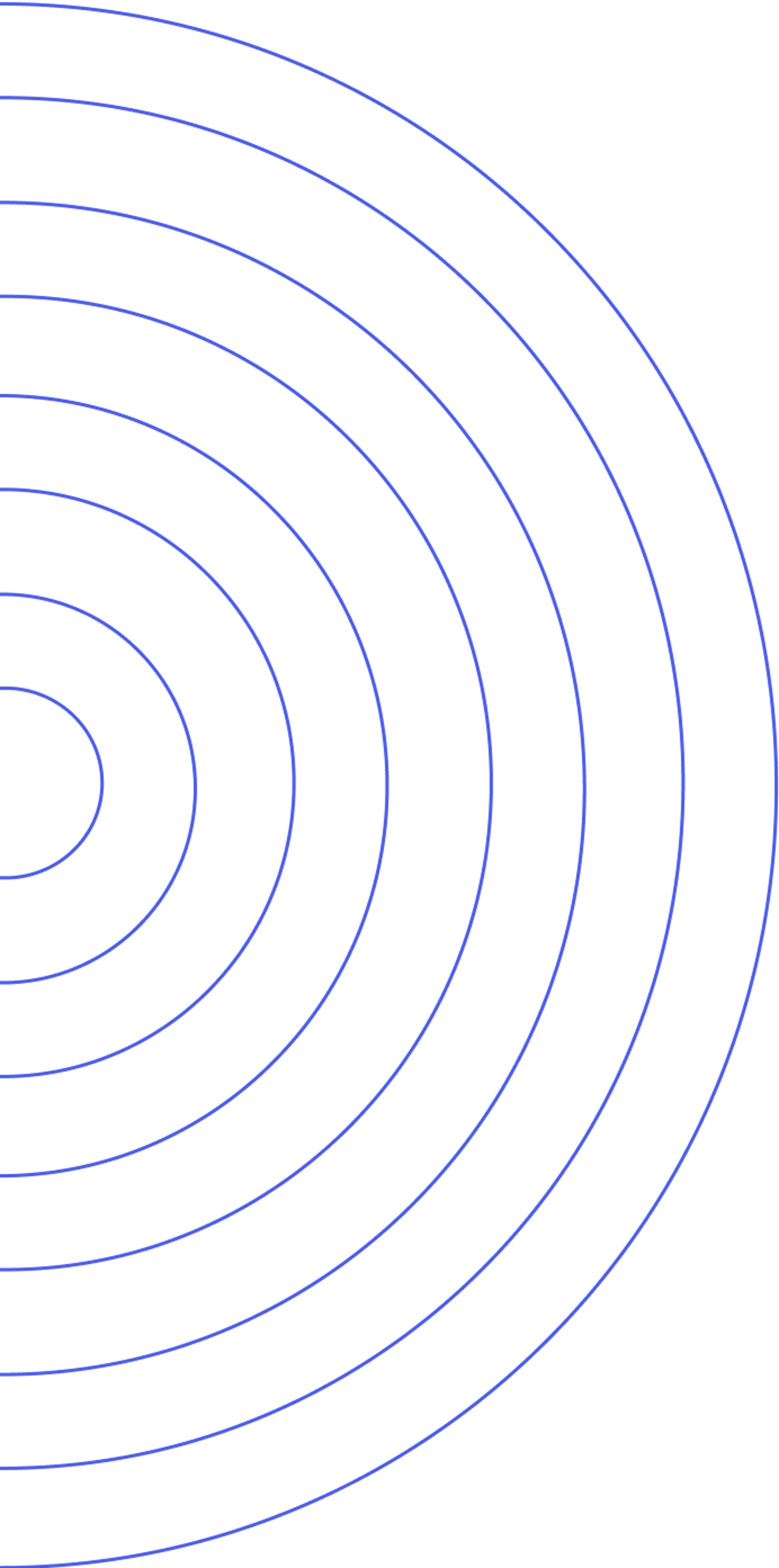 A graphic representation of the right half of 8 concentric circles