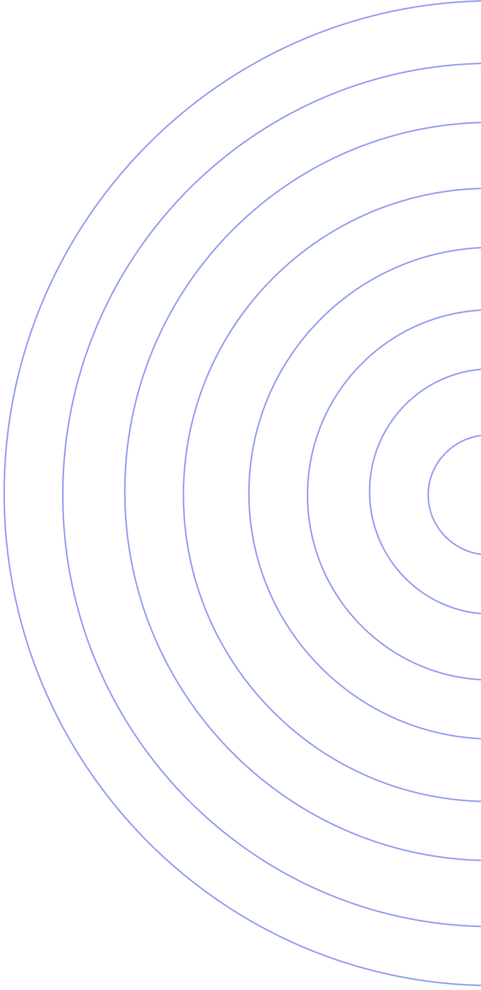 An illustration of the halves of 8 concentric circles