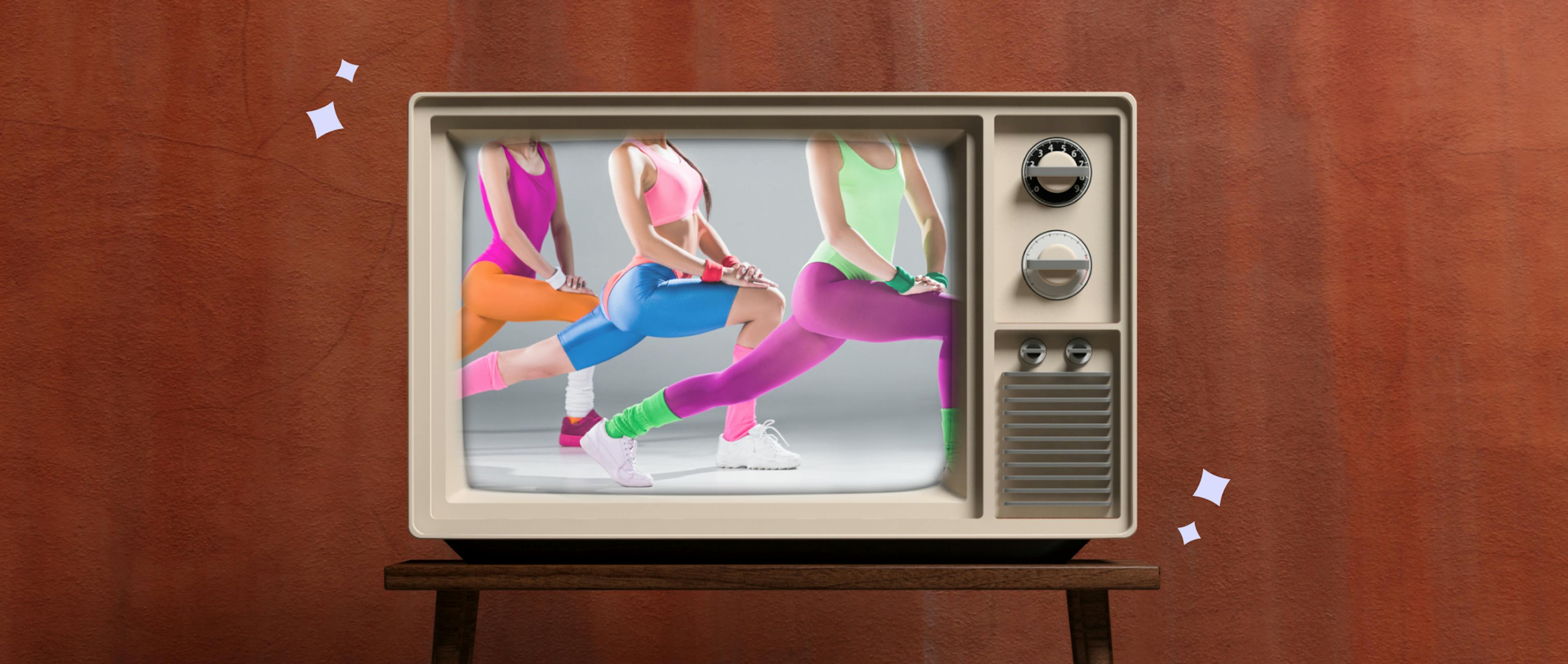 Television shows women doing aerobics.