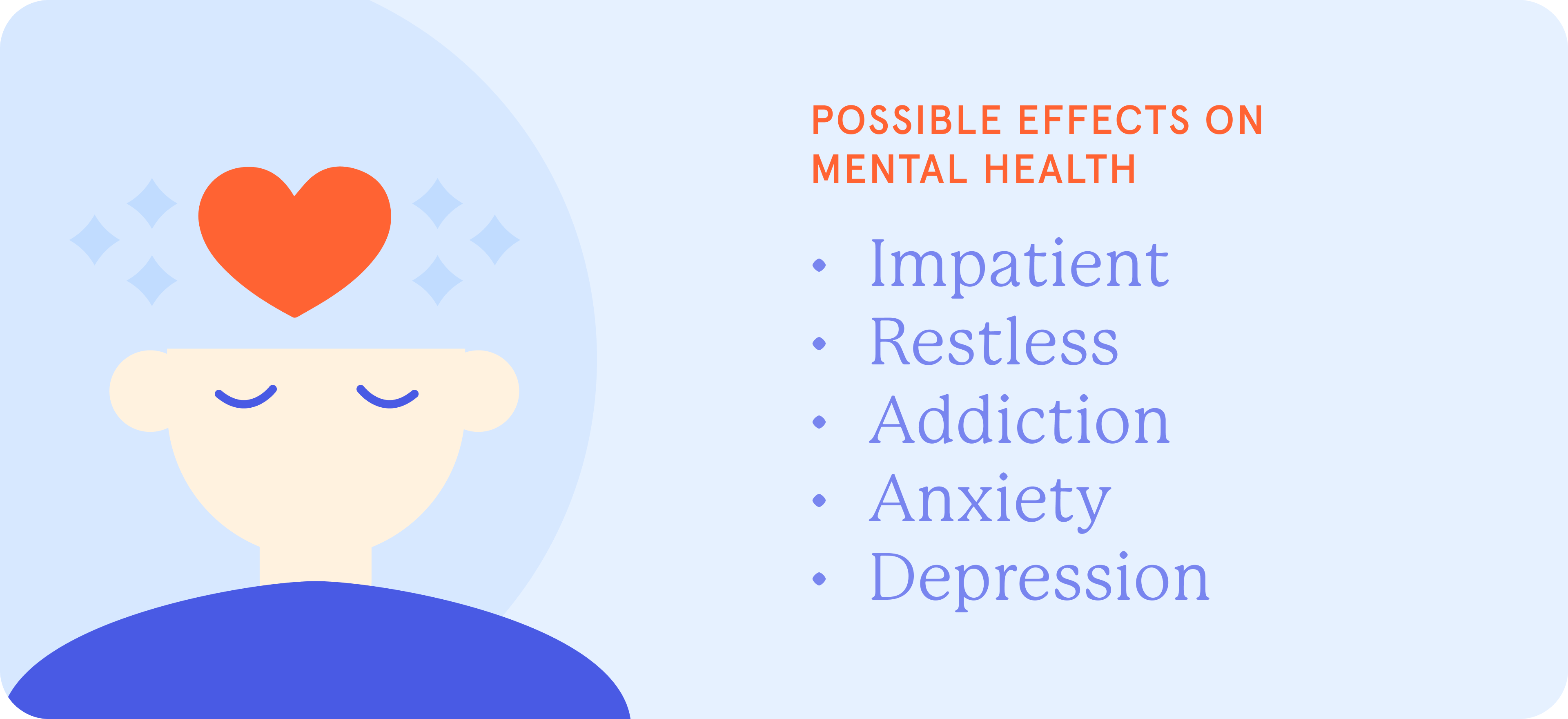 An infographic on possible effects on mental health to smoking.