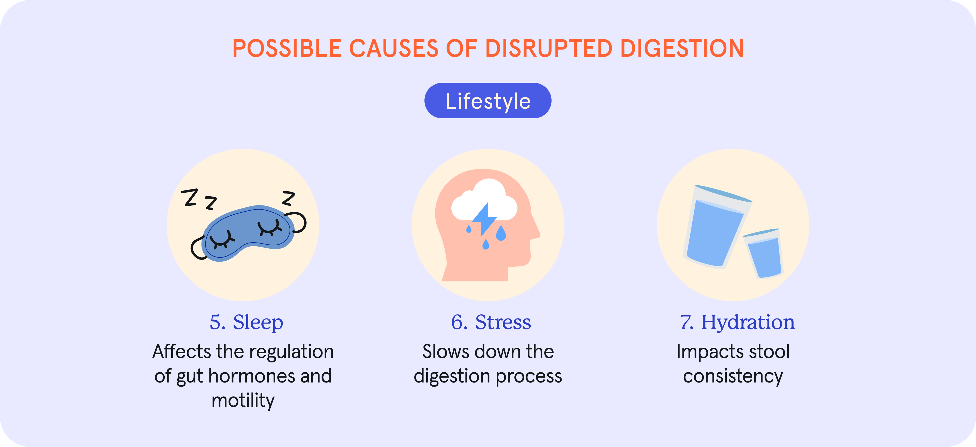 An infographic of possible causes of disrupted digestion.