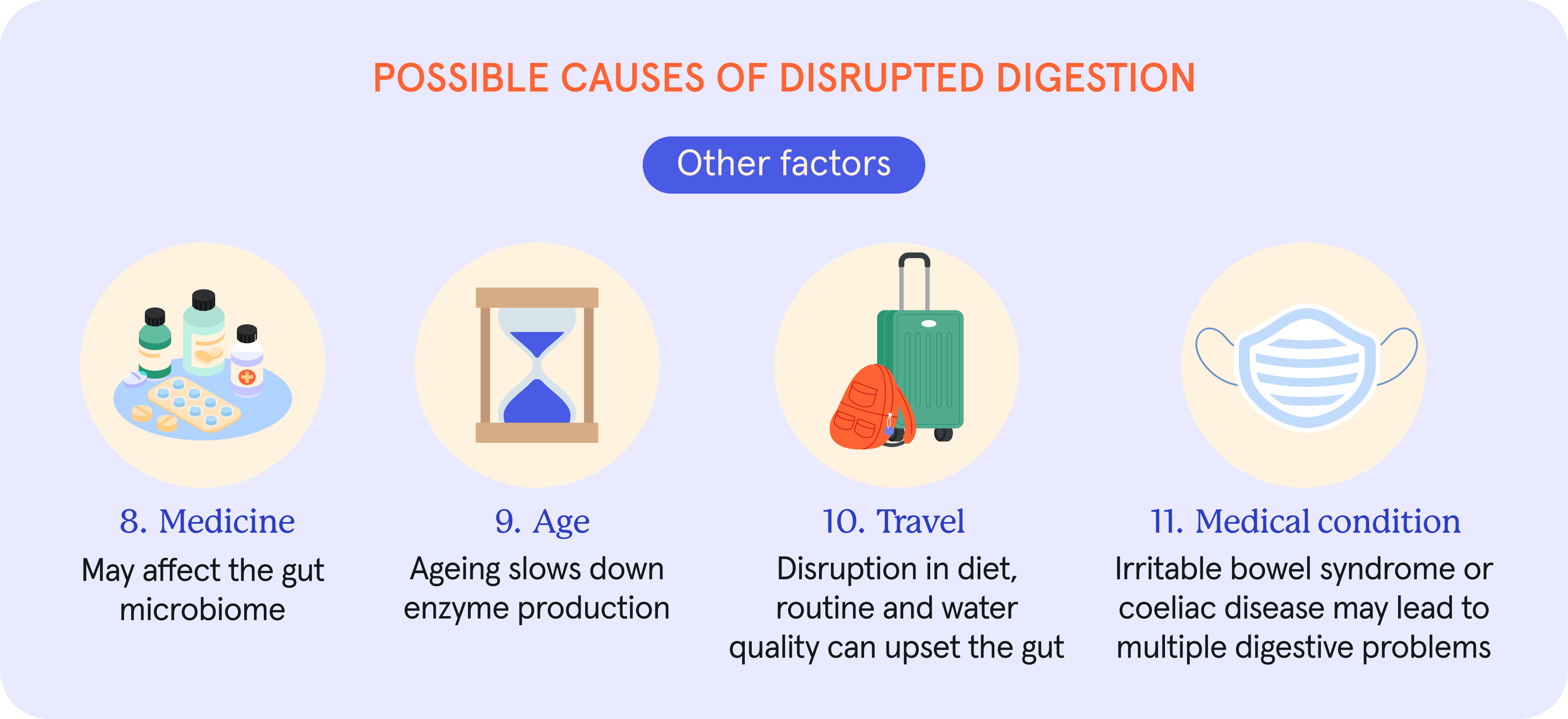 An infographic of causes of disturbed digetion.