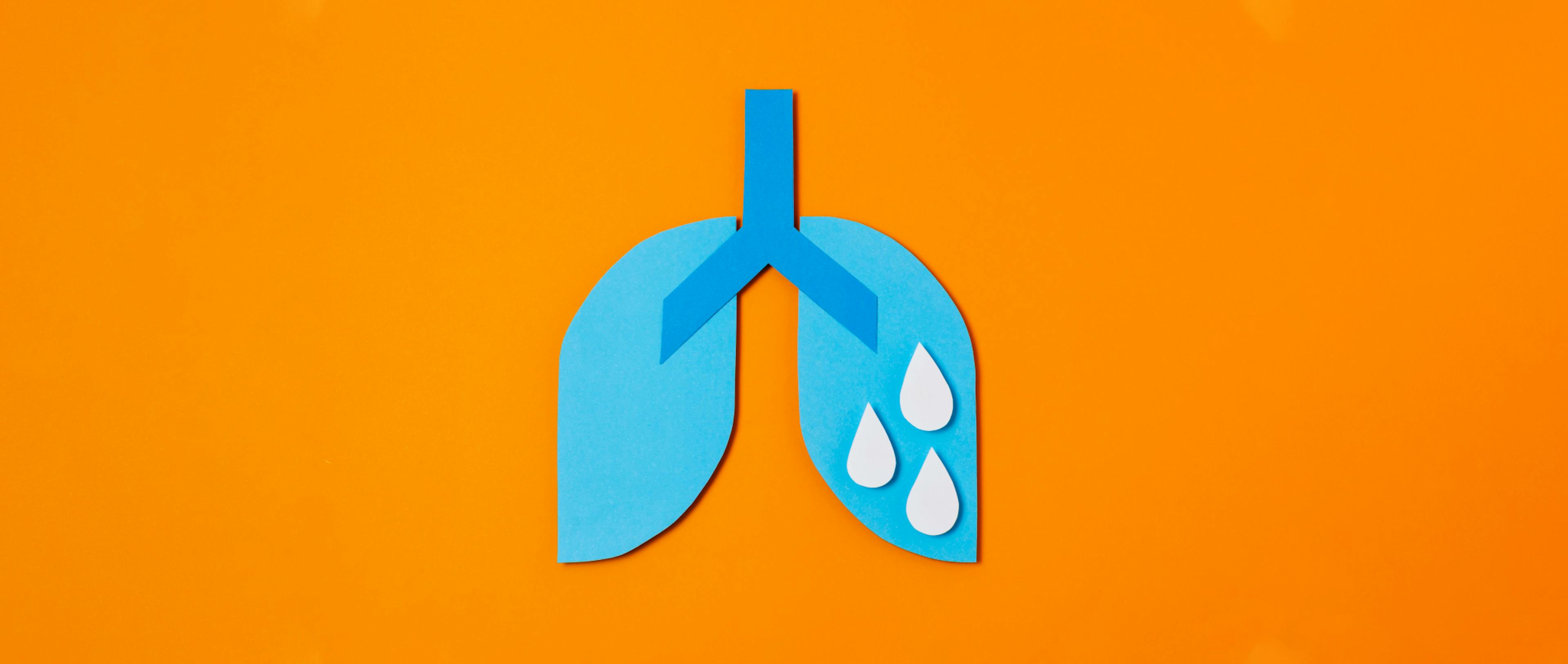 A pictorial representation of lungs with water droplets