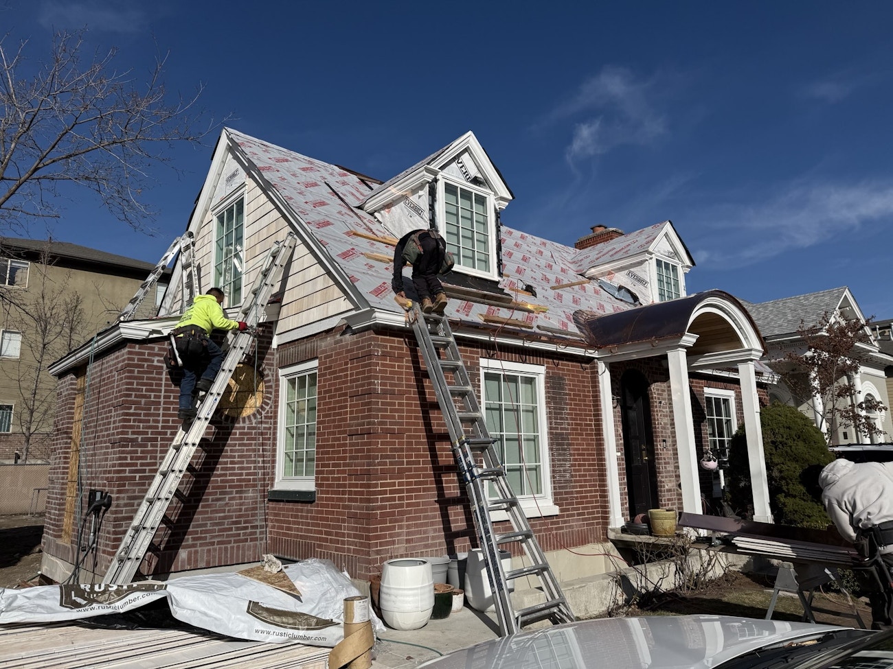 Roof replacement in progress
