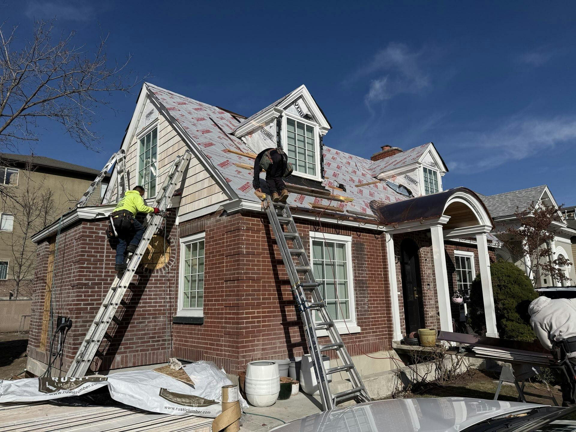 Roof replacement in progress