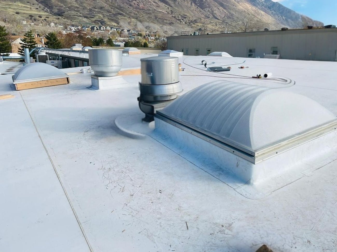 Commercial roof work in progress