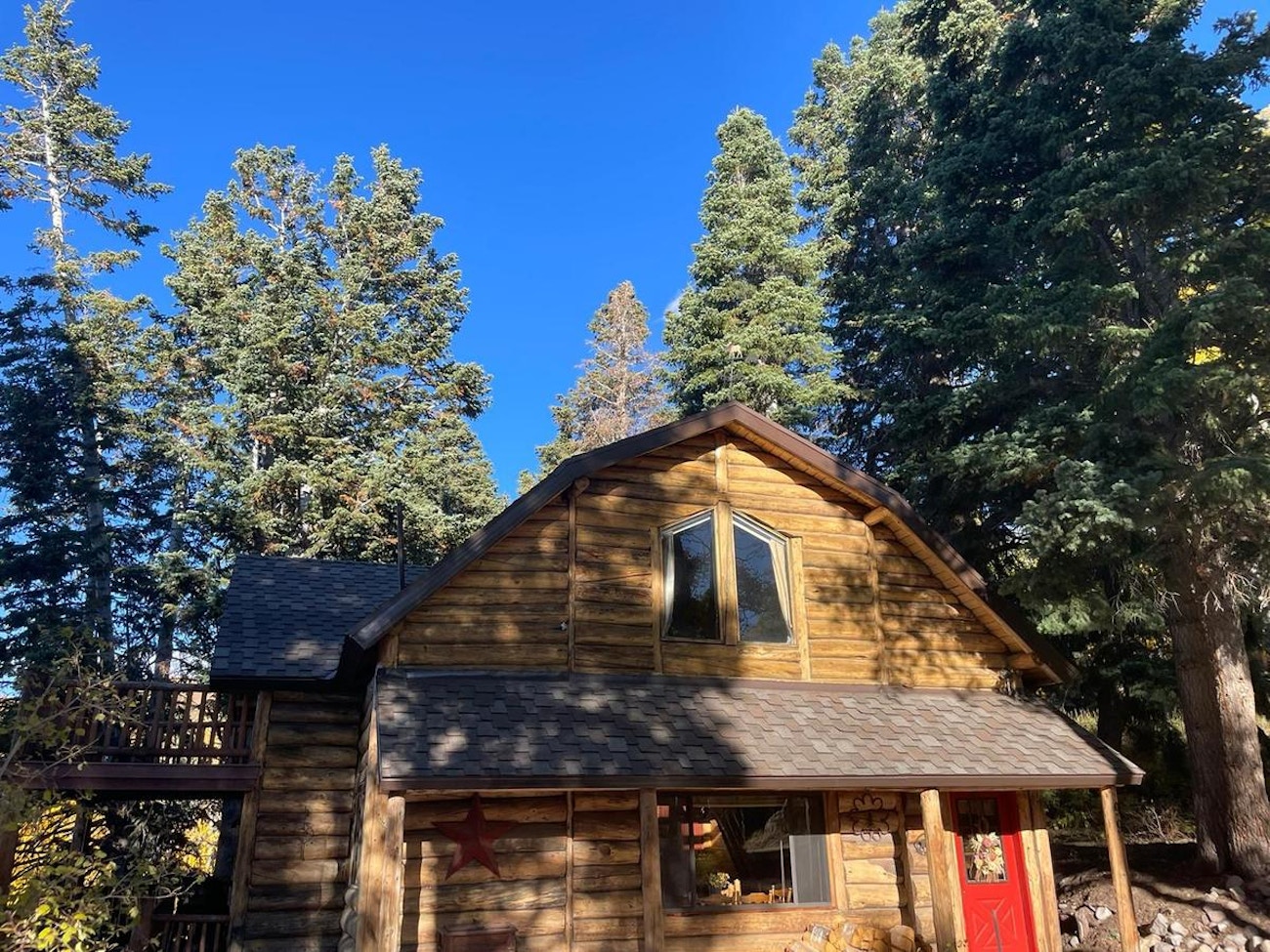 New slate roof on cabin home