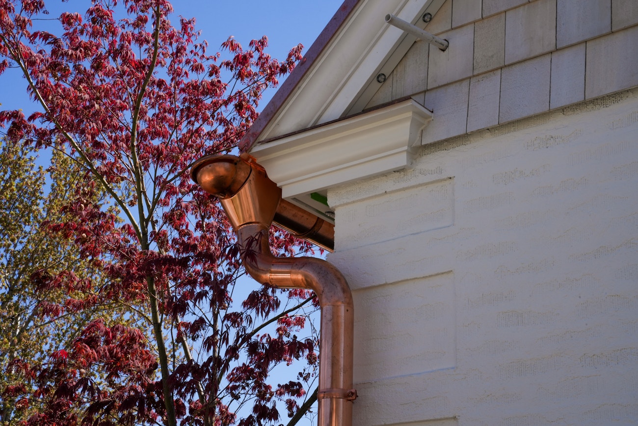 Copper gutter downspout