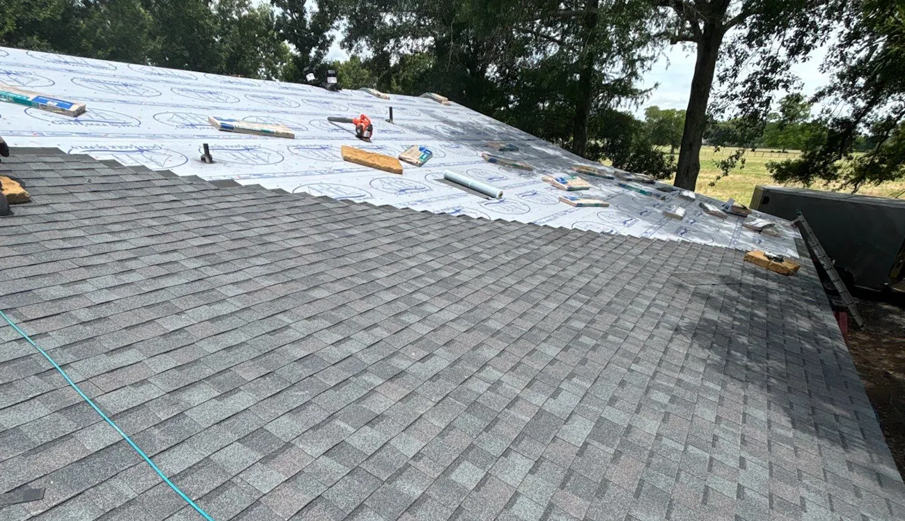 Re-roof in progress