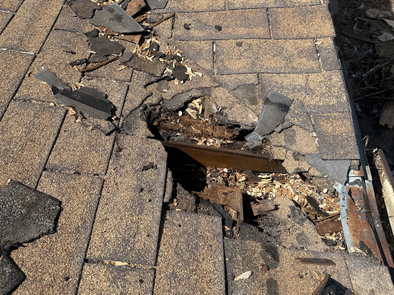 Large hole in roof that needs repair