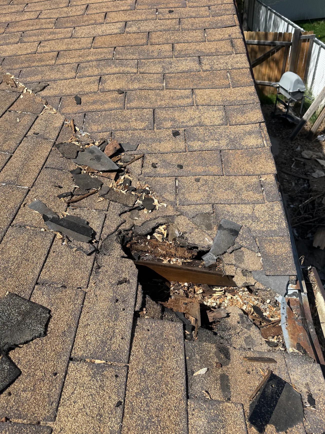 Large hole in roof that needs repair