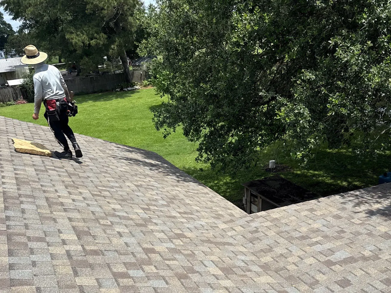 Roof inspection in progress