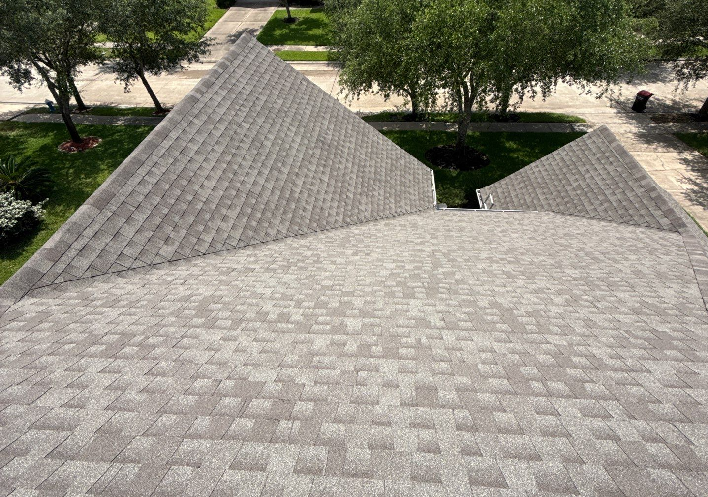 Finished new roof installation with multiple steep facets
