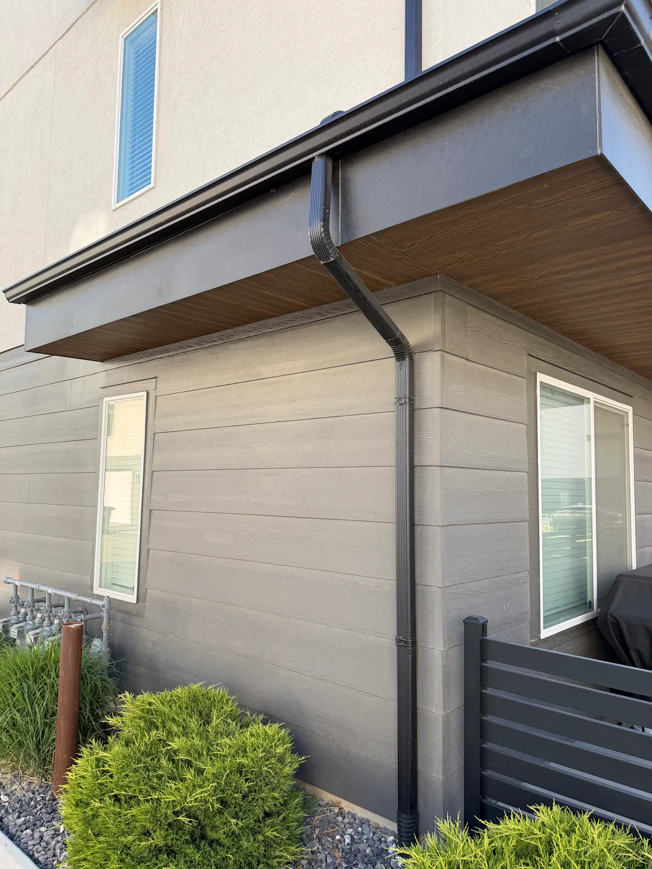 Wood and stucco siding